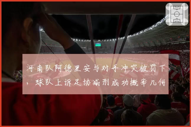 河南队阿德里安与对手冲突被罚下，球队上诉足协减刑成功概率几何？